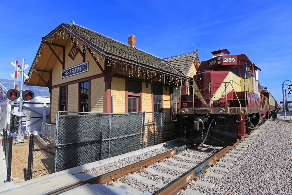 Depot and locomotive at Vintage Railroad