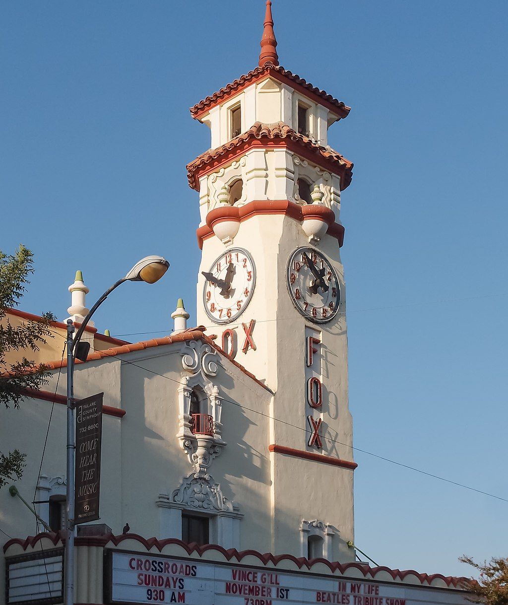 Clock tower of Visalia Fox Theatre