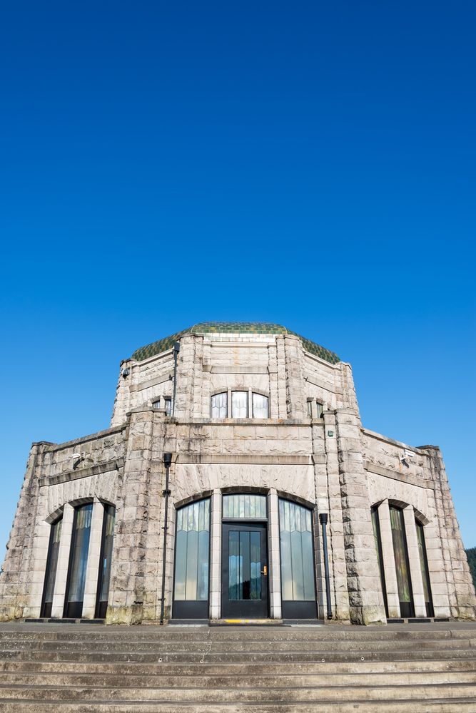 Front view of the Vista House at Crown Point