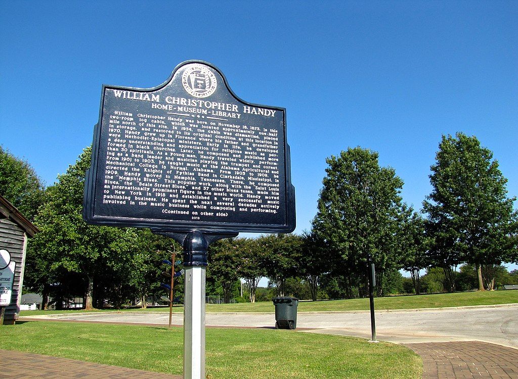 Historical marker at W.C. Handy Birthplace, Museum, and Library