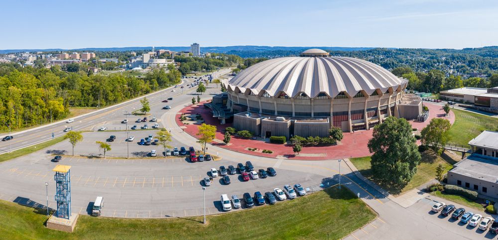 Aerial view of WVU Coliseum