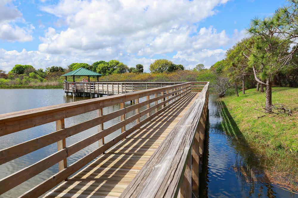 Wooden boardwalk at Wakodahatchee Wetlands