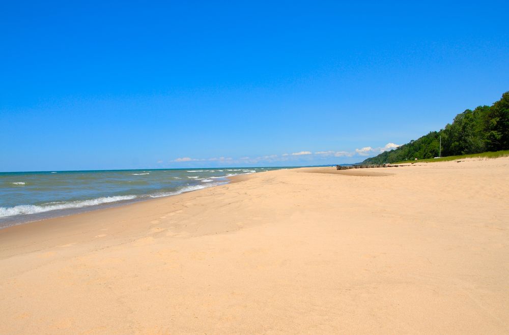 Tides hitting the shoreline at Warren Dunes State Park