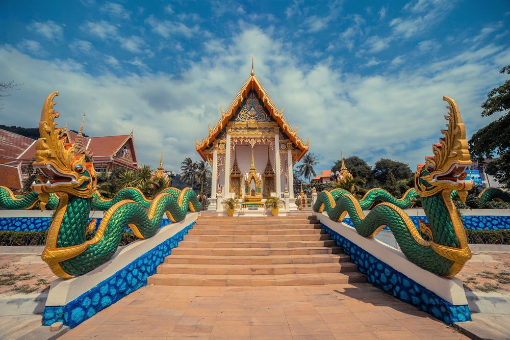 Majestic entrance of Wat Suwan Khiri Khet