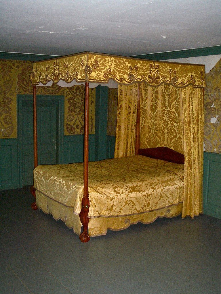 Vintage bed kept for the display at Wentworth-Coolidge Mansion