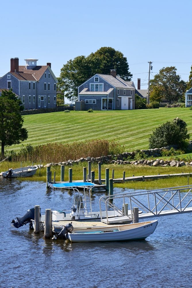 Boats docked in Westport Point Historic District