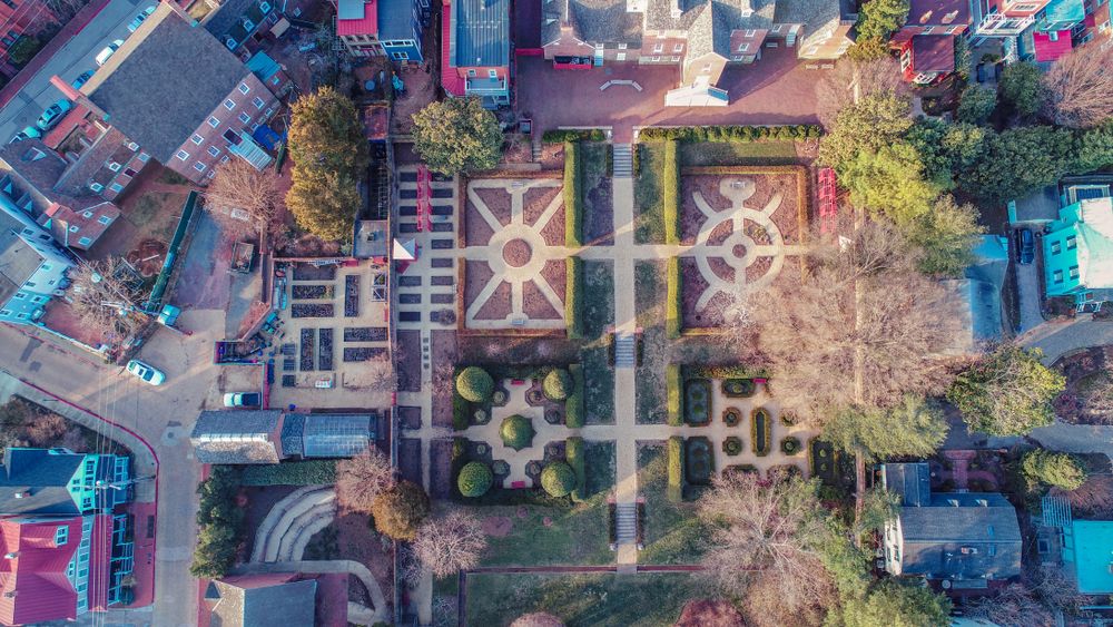 Bird's eye view of the William Paca House and Garden