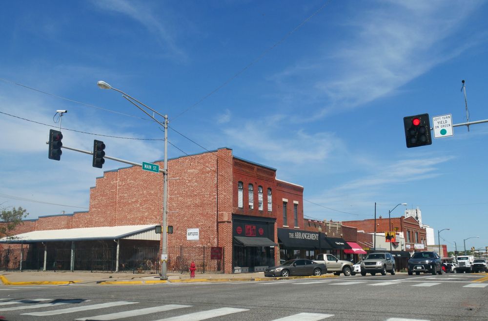 Shops lined up at Yukon Main Street
