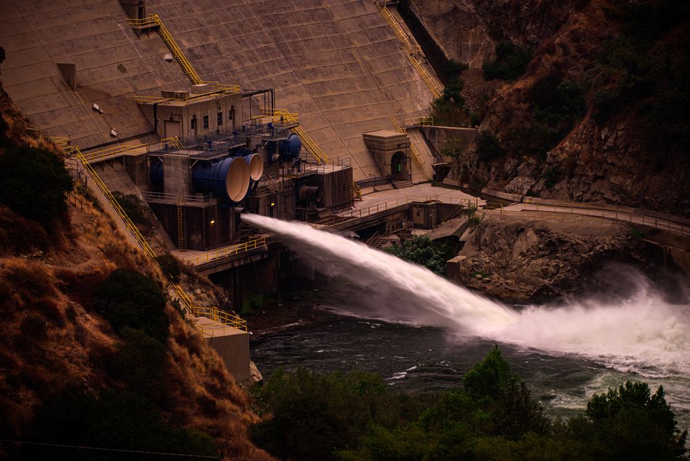 Morris reservoir dam in San Gabriel Canyon