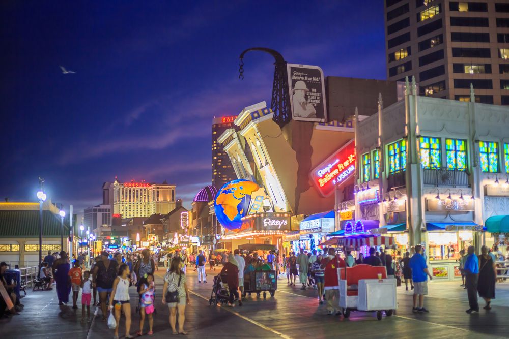 Night scene at Atlantic City Boardwalk
