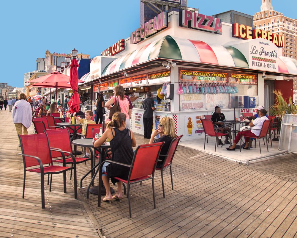 Food shops at Atlantic City Boardwalk
