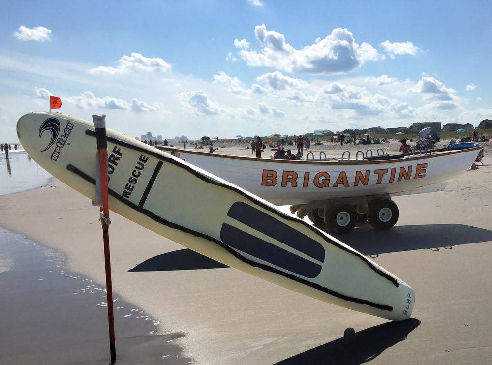 A boat on the sand of Brigantine Beach