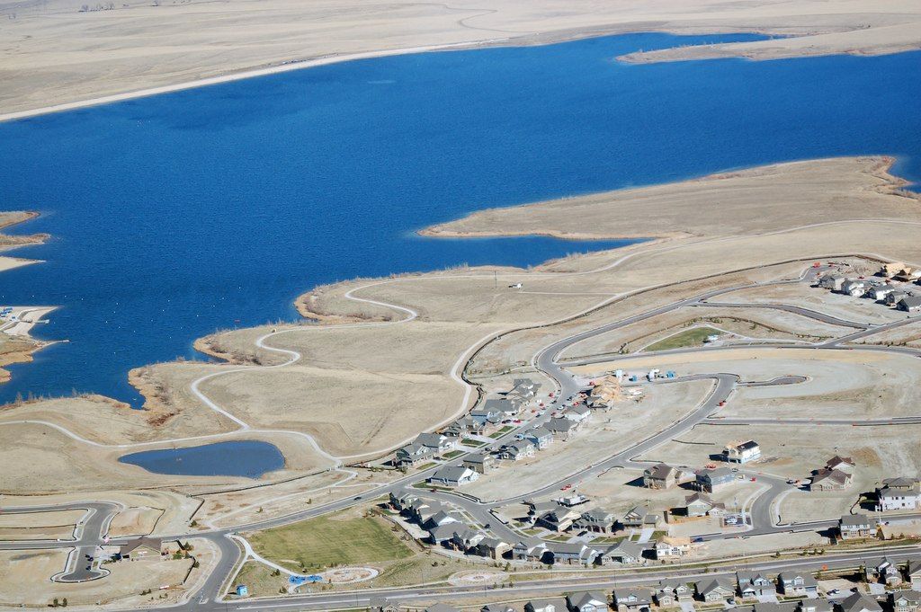 Aerial view of Aurora Reservoir