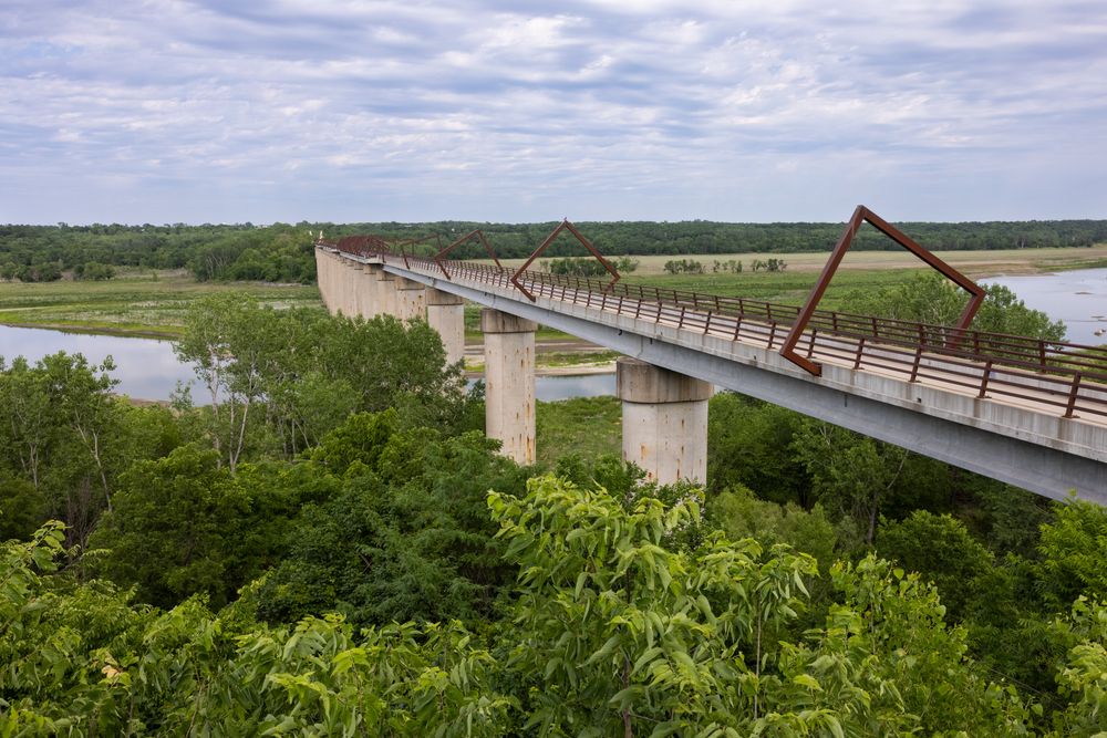 Aerial view of the High Trestle Trail