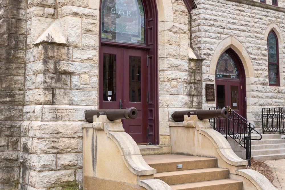 Entrance doors of the Grand Army of the Republic Memorial Hall