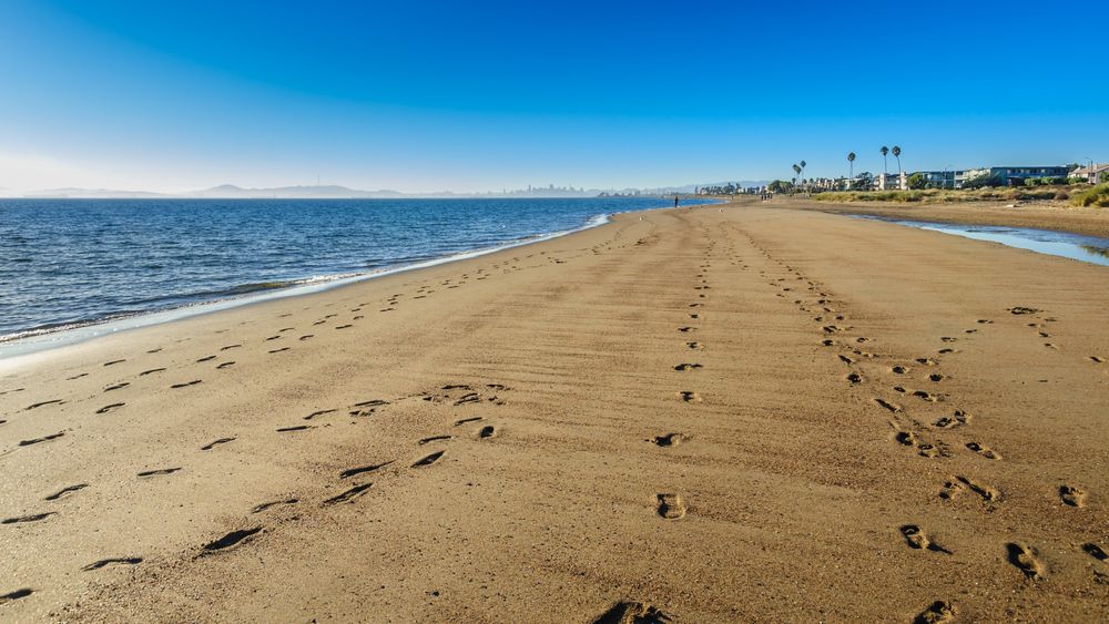Footsteps on the sand of Crown Memorial State Beach