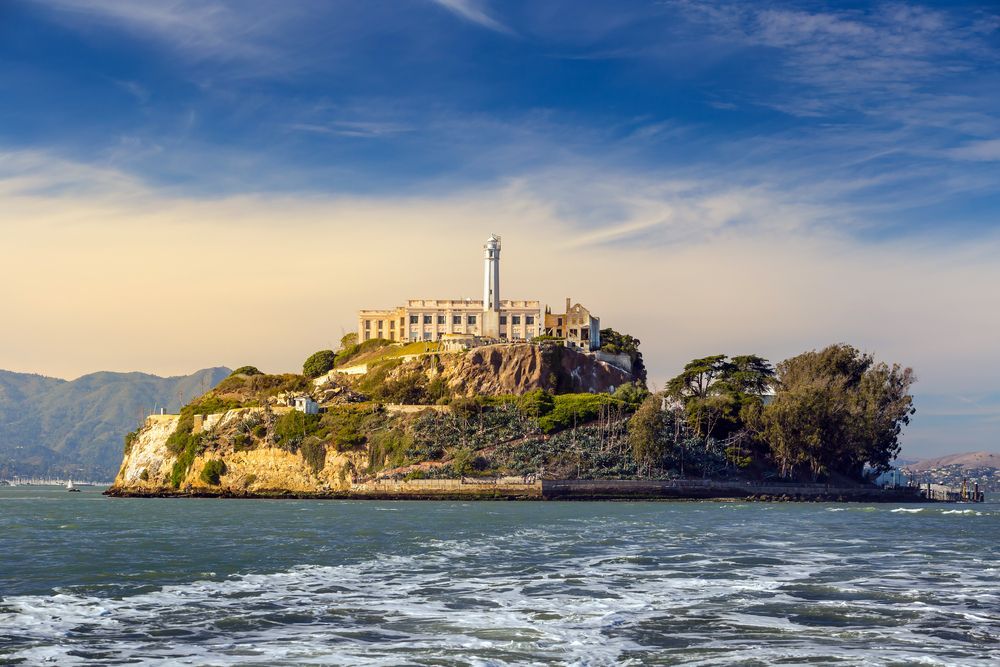 A distant view of Alcatraz Island