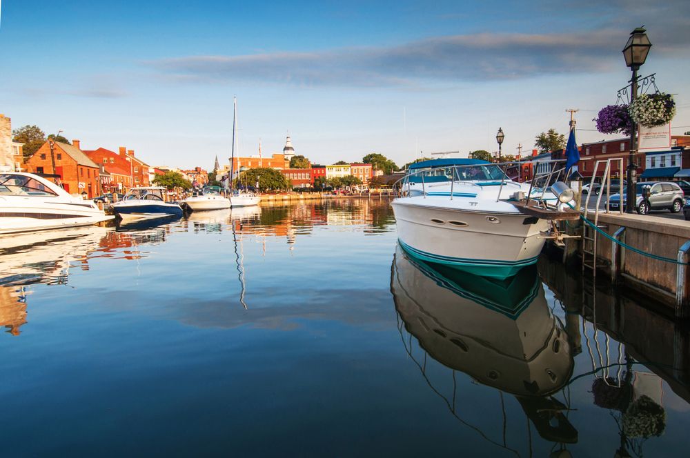 Boats on the water of Annapolis Harbor