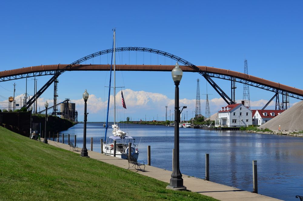 Scenic view of the historic ashtabula harbor on a sunny day.