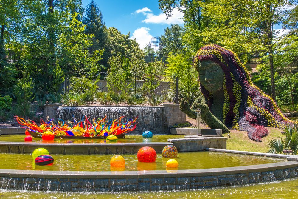 Woman made of flowers and plants at Atlanta Botanical Garden.