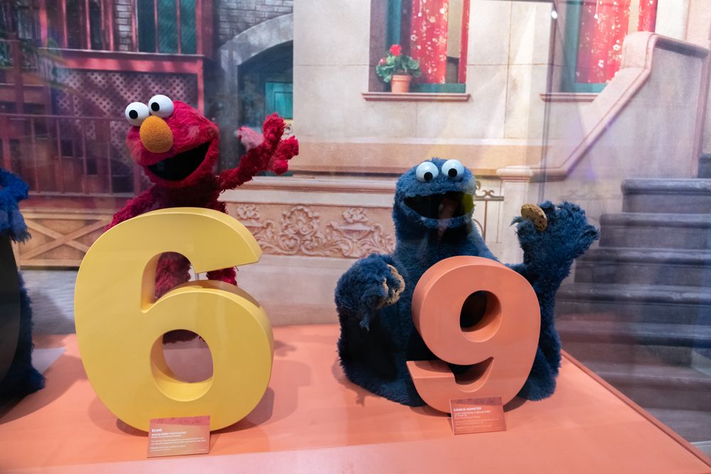 Elmo and cookie monster at Center For Puppetry Arts.