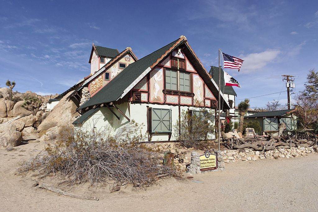 Front view of Antelope Valley Indian Museum State Historic Park
