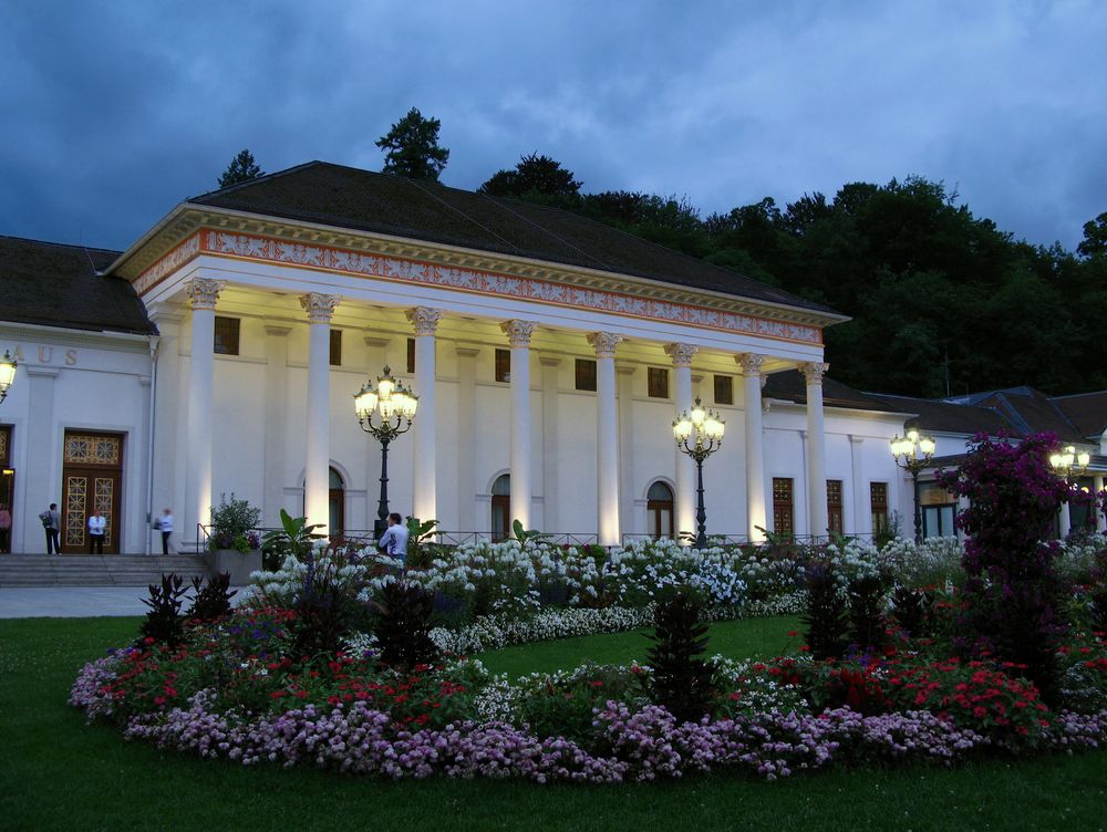 Colorful flowers in front of Kurhaus