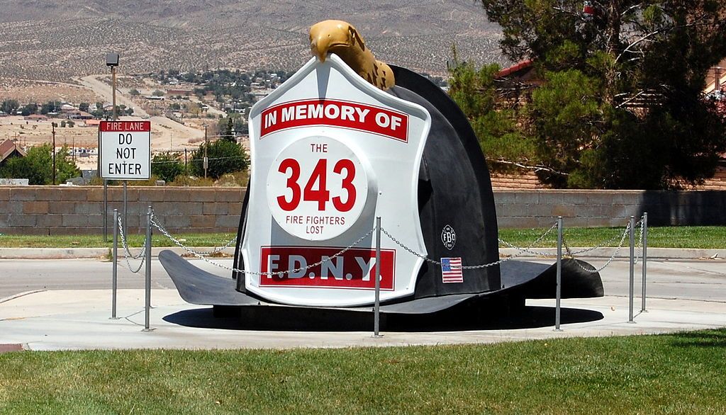 Daytime view of the Giant Fire Helmet