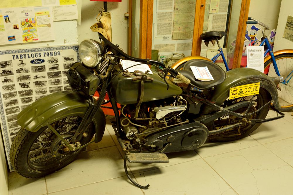 A motorcycle displayed in Route 66 Mother Road Museum
