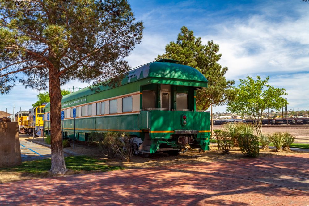 A train under a tree at Western America Railroad Museum