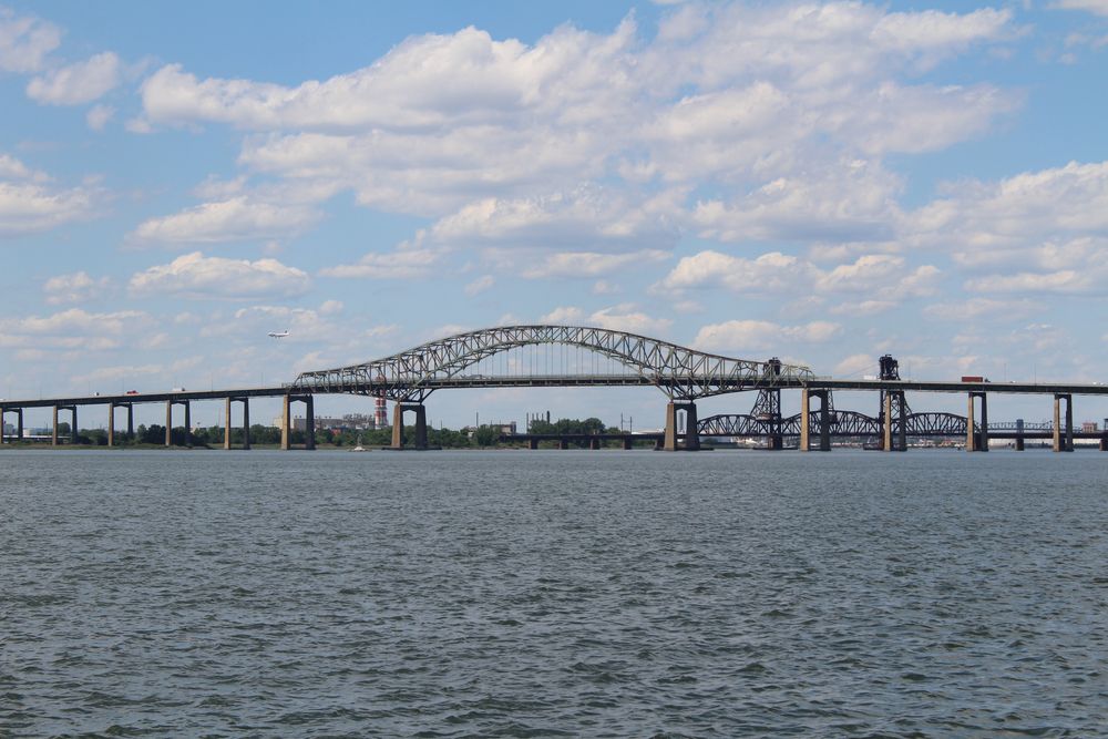 The view of newark bay bridge from Stephen R. Gregg Park