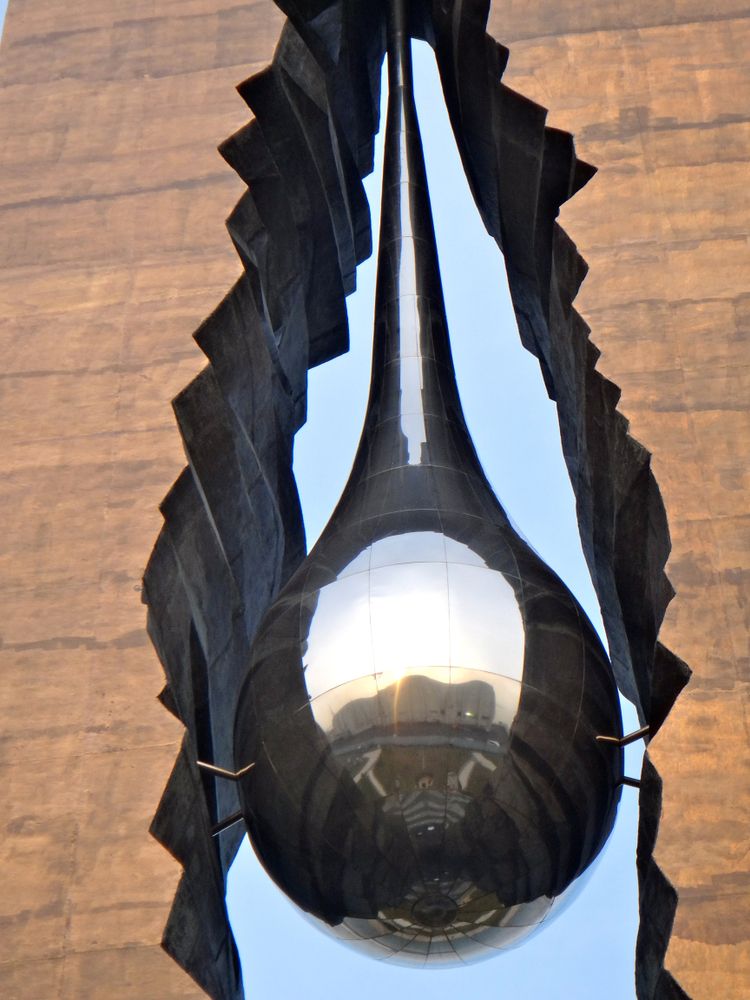 Closer details of the Tear Drop Memorial sculpture