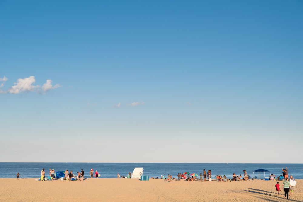 People enjoying the sun at Belmar Beach