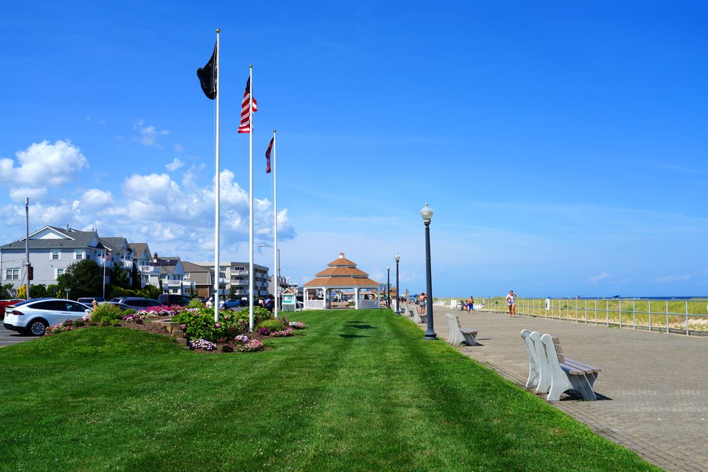 Daytime view of Bradley Beach's boardwalk