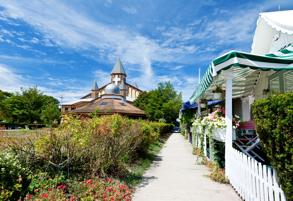 Ocean Grove's auditiorium and shops