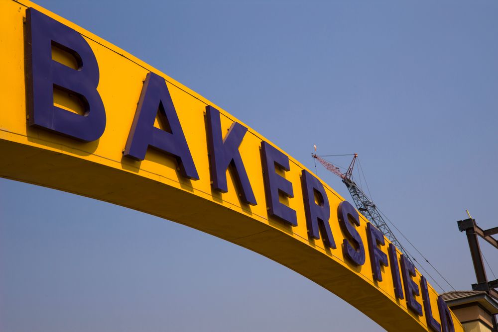 Close view of the Bakersfield Sign