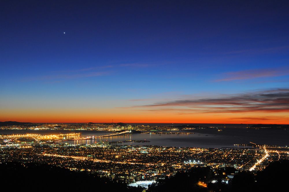 Gorgeous night lights of the city view from Grizzly Peak