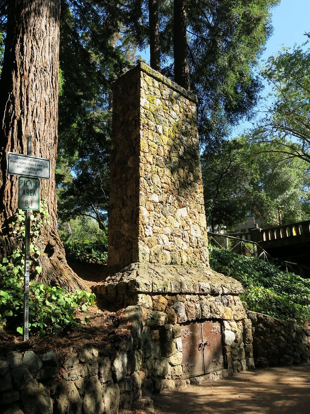 Arts and crafts fireplace at Live Oak Park