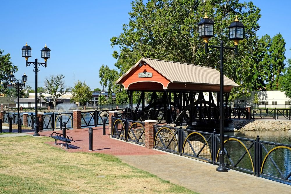 A short covered bridge at Mill Creek Park