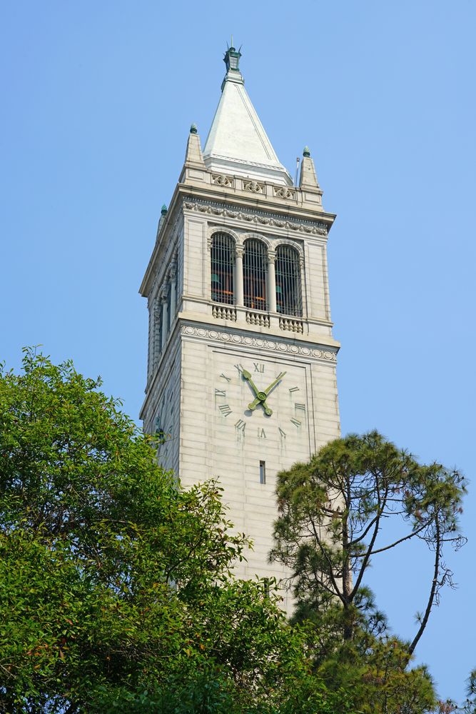 View of Sather Tower's top half