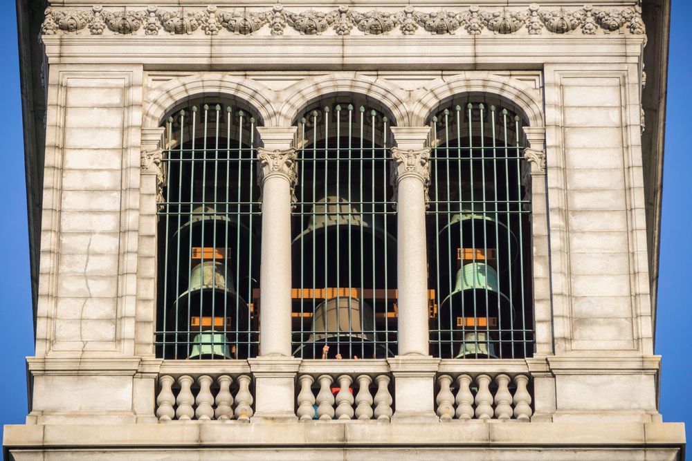 View of Sather Tower's carillon
