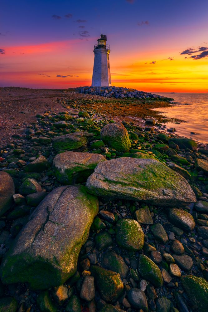 Scenic view of the Fayerweather Island Lighthouse