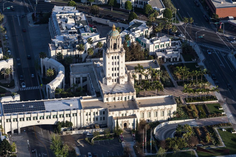 Aerial view of the Beverly Hills City Hall