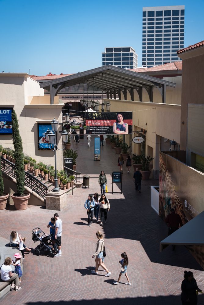 People exploring Fashion Island