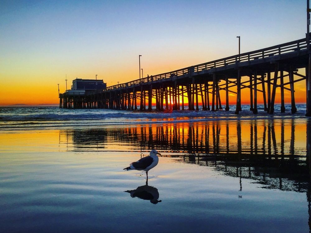 Scenic sunset over Newport Beach Pier