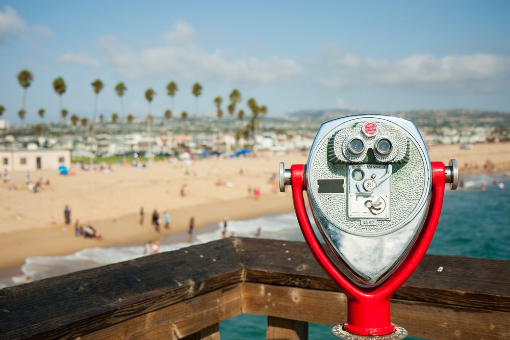 Coin operated telescope at Newport Beach Pier