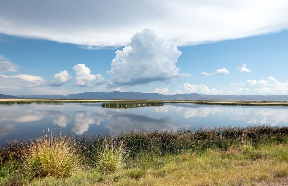 The sky reflecting on Bear Lake National Wildlife Refuge's water
