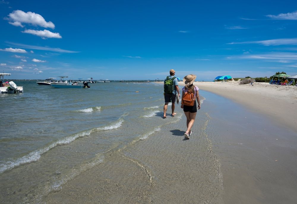 People walking along the shore at Shackleford Banks