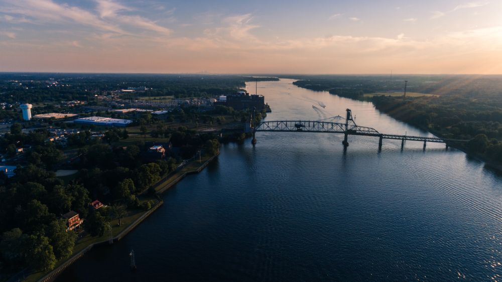 Aerial view of Burlington-Bristol Bridge