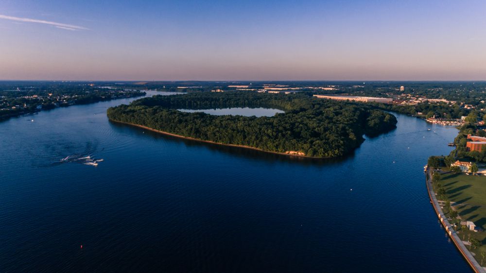 Aerial view of Burlington Island